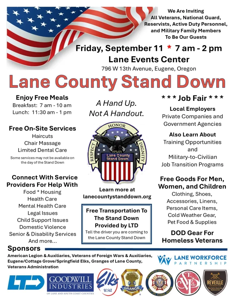Lane County Stand Down event flyer